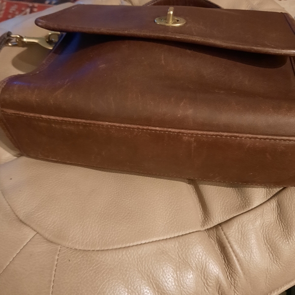 Coach Brown Leather Shoulder Bag with Gold Accents - Picture 7 of 12